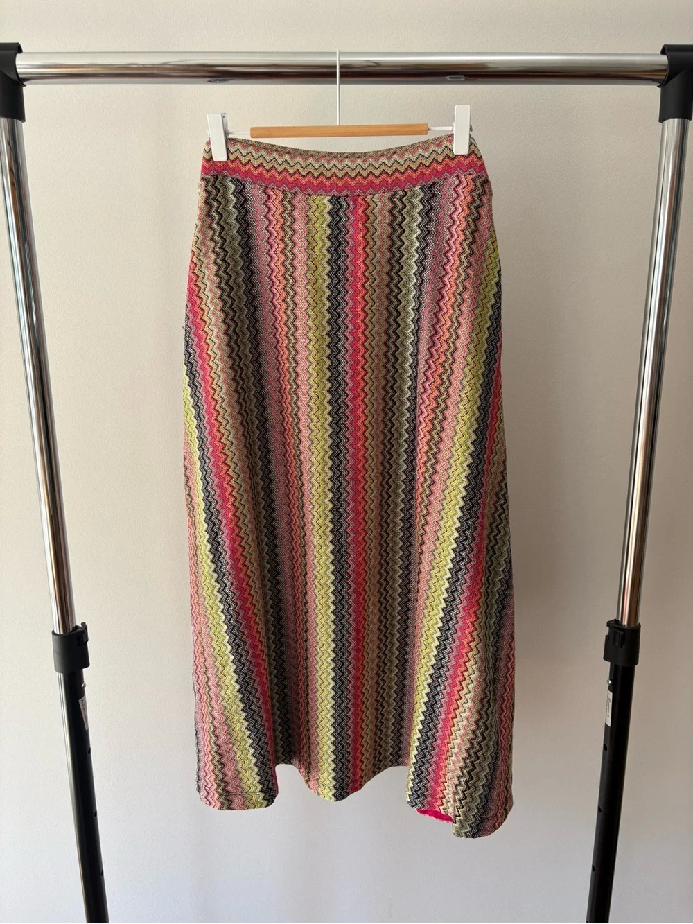 Anthropologie Zigzag Maxi Skirt in Pink, Yellow, Green & Black